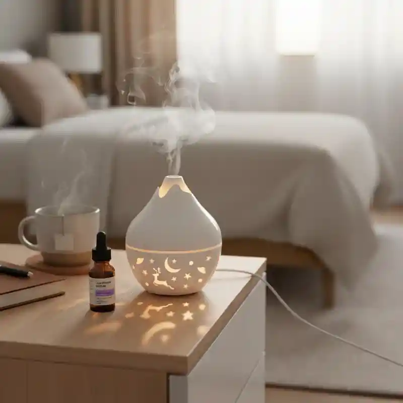 Humidificador Difusor Blanco Brillante Con Luces Estilo 1 Aromatizante