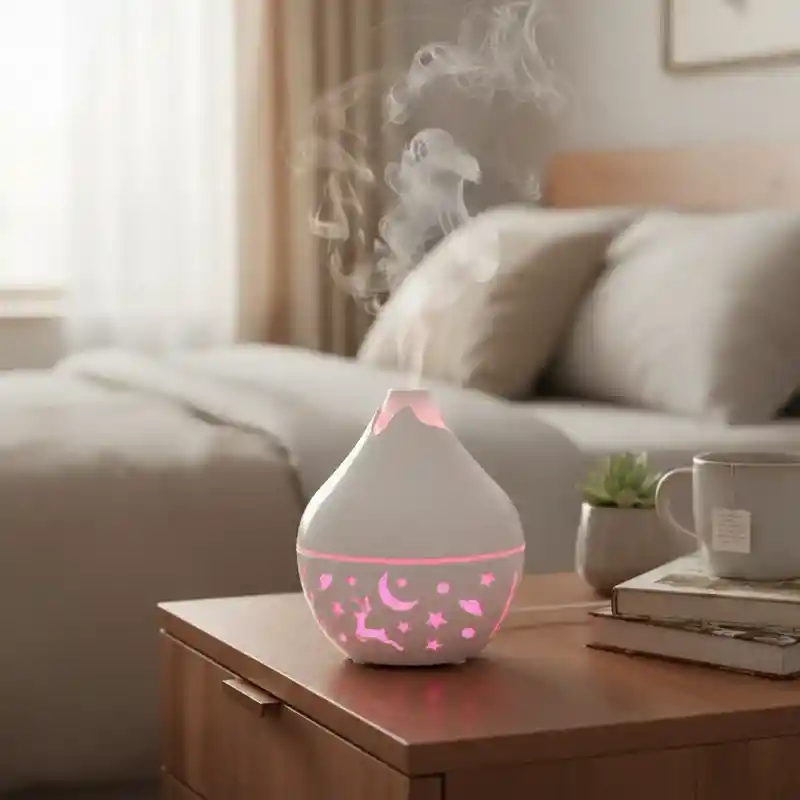 Humidificador Difusor Blanco Brillante Con Luces Estilo 1 Aromatizante