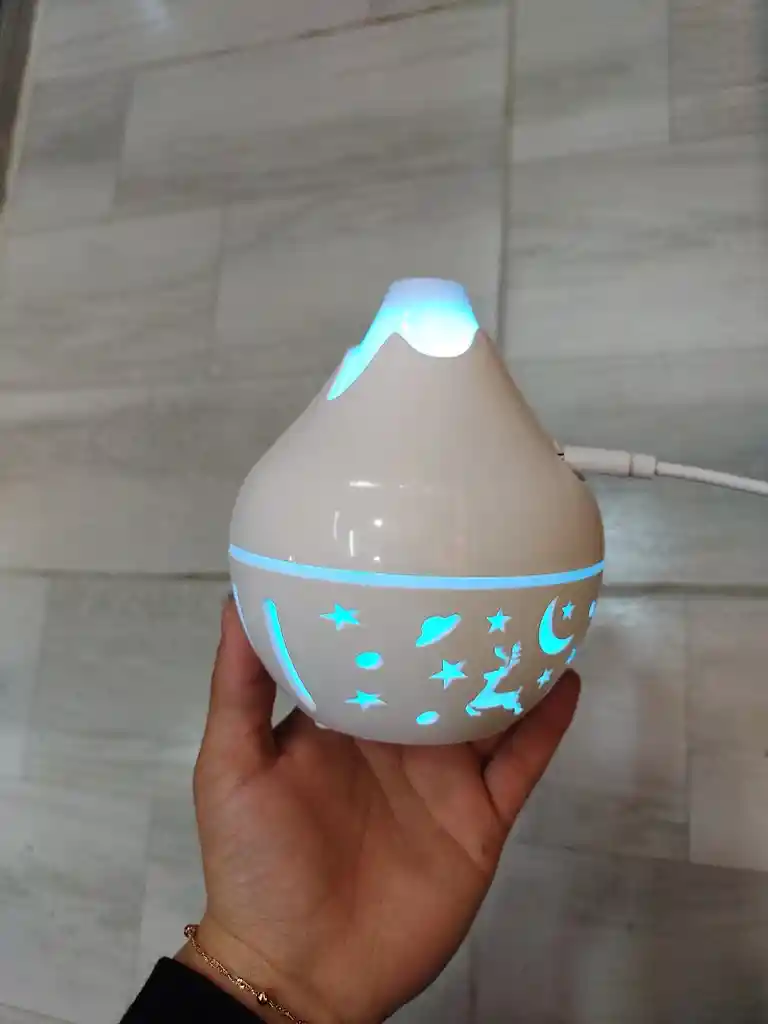 Humidificador Difusor Blanco Brillante Con Luces Estilo 1 Aromatizante