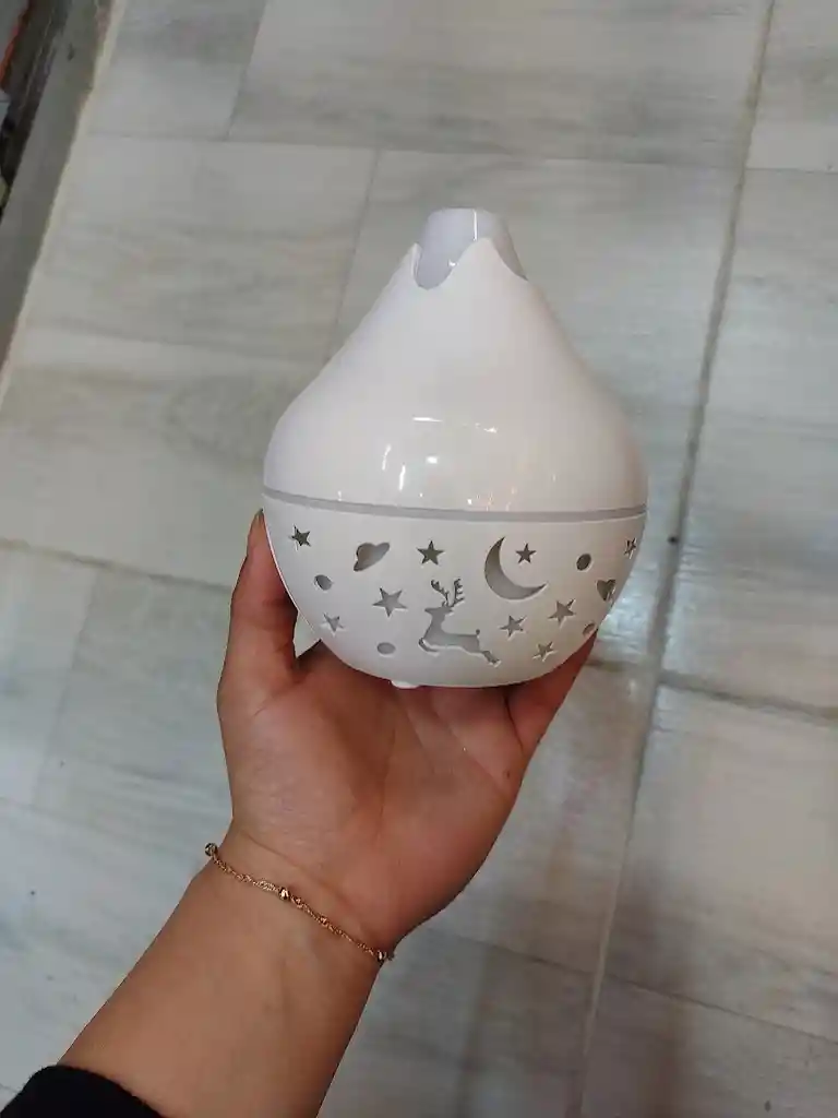 Humidificador Difusor Blanco Brillante Con Luces Estilo 1 Aromatizante