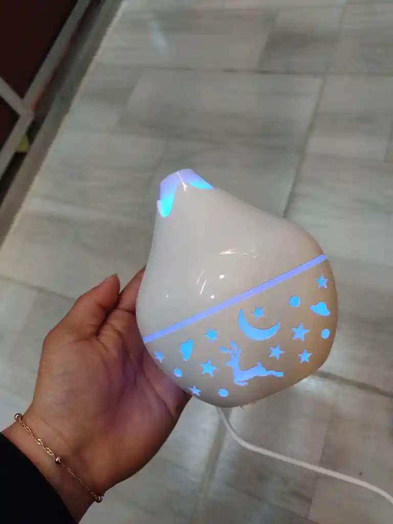 Humidificador Difusor Blanco Brillante Con Luces Estilo 1 Aromatizante