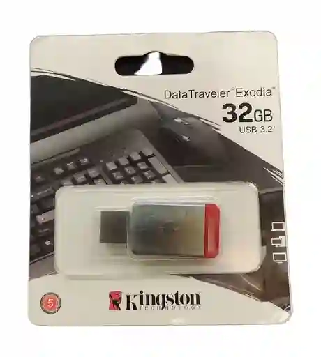Memoria Usb 32 Gb Plateada Con Rojo Exodia Kingston