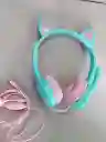Audífonos Diadema Con Cable Con Diseño De Gato Verde Turquesa