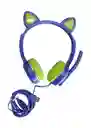 Audífonos Diadema Con Cable Con Diseño De Gato Morado