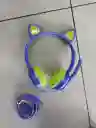 Audífonos Diadema Con Cable Con Diseño De Gato Morado