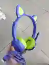 Audífonos Diadema Con Cable Con Diseño De Gato Morado