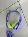 Audífonos Diadema Con Cable Con Diseño De Gato Morado