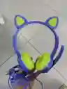 Audífonos Diadema Con Cable Con Diseño De Gato Morado