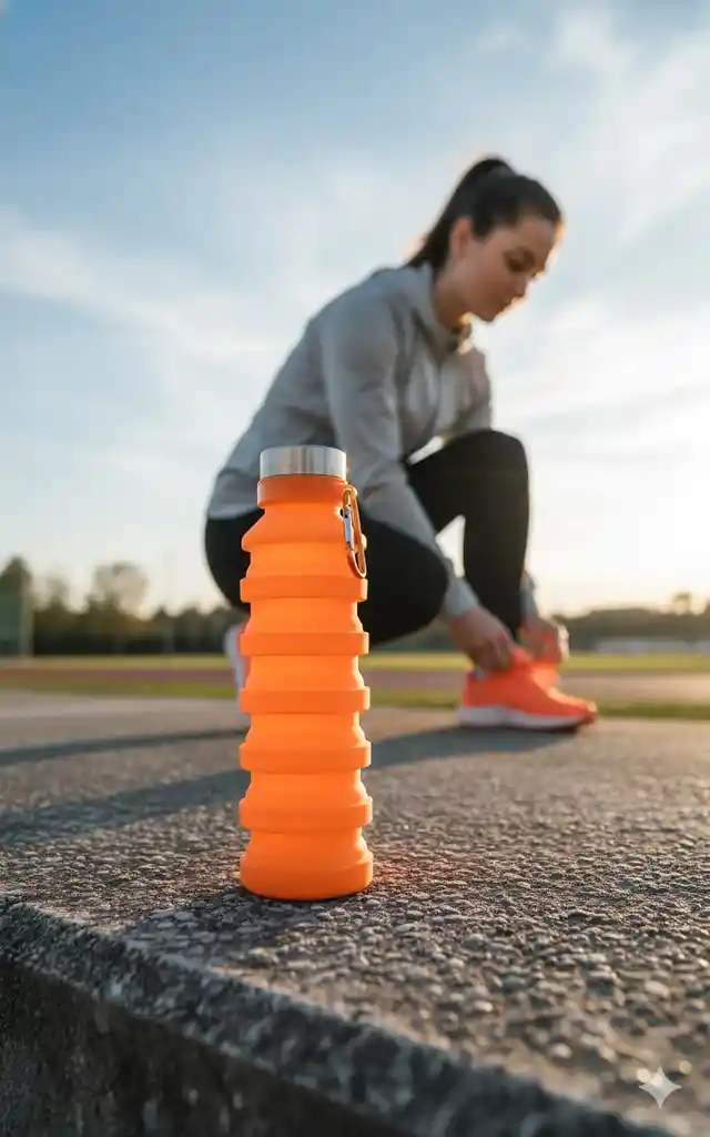 Botella - Termo De Silicona Plegable 500 Ml Naranja