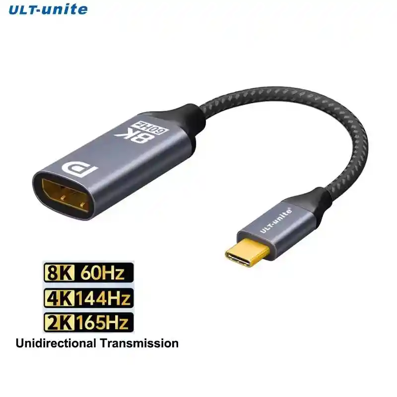 Adaptador Tipo C A Displayport 8k 60hz | Cable Macho A Hembra: Monitores Y Tarjetas Gráficas