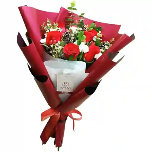 Bouquet De Rosas Y Apliques Navideños