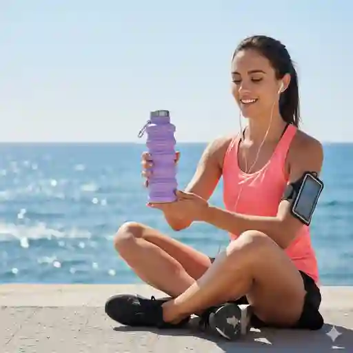 Botella De Agua Plegable Morada 500 Ml