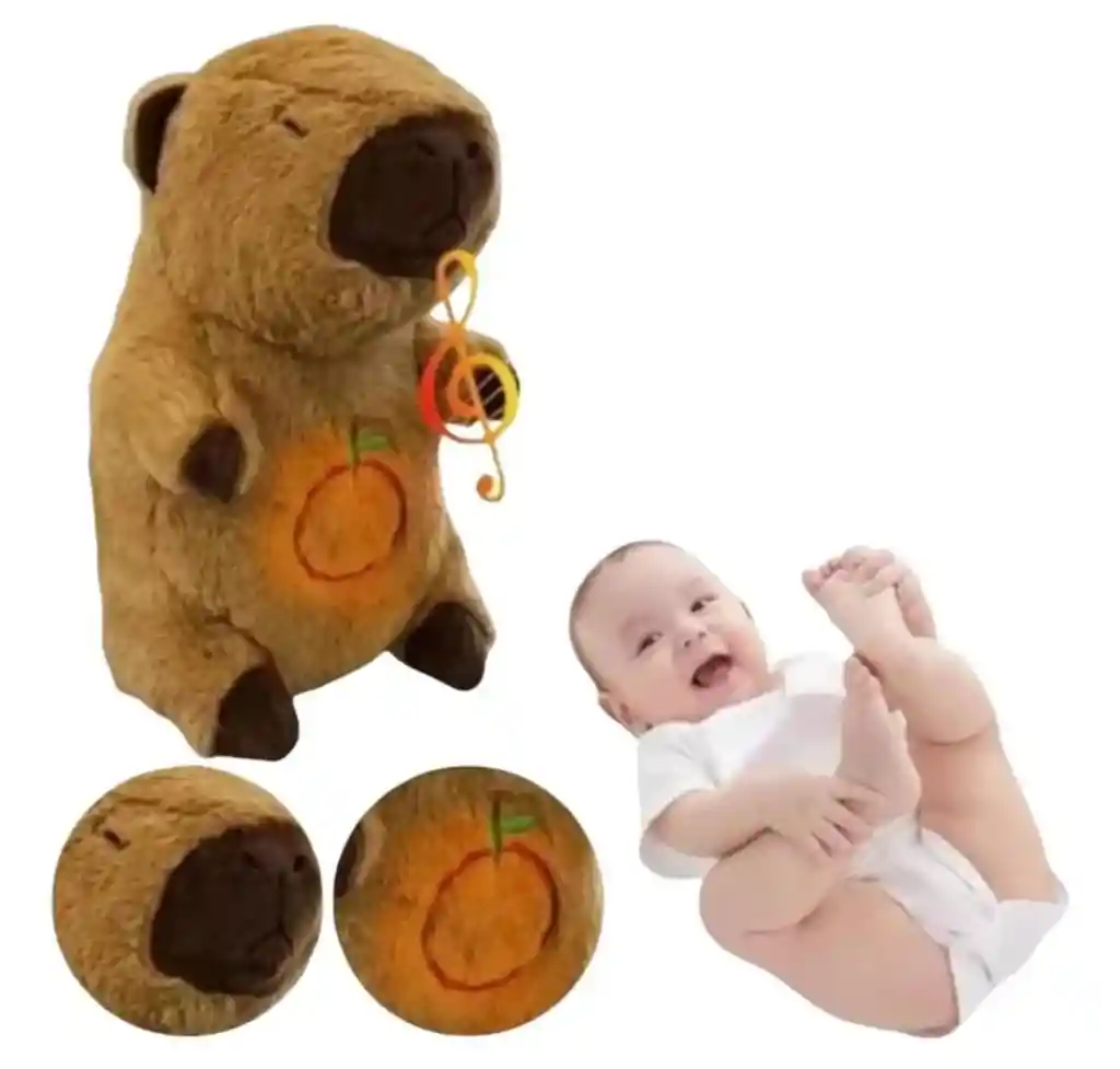 Peluche Capibara Cafe Respira Tiene Movimiento Luz Y Música Juguete Niños Niñas