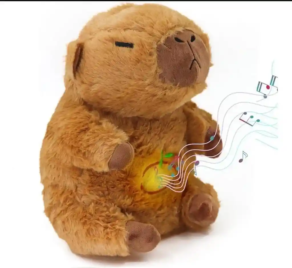 Peluche Capibara Cafe Respira Tiene Movimiento Luz Y Música Juguete Niños Niñas