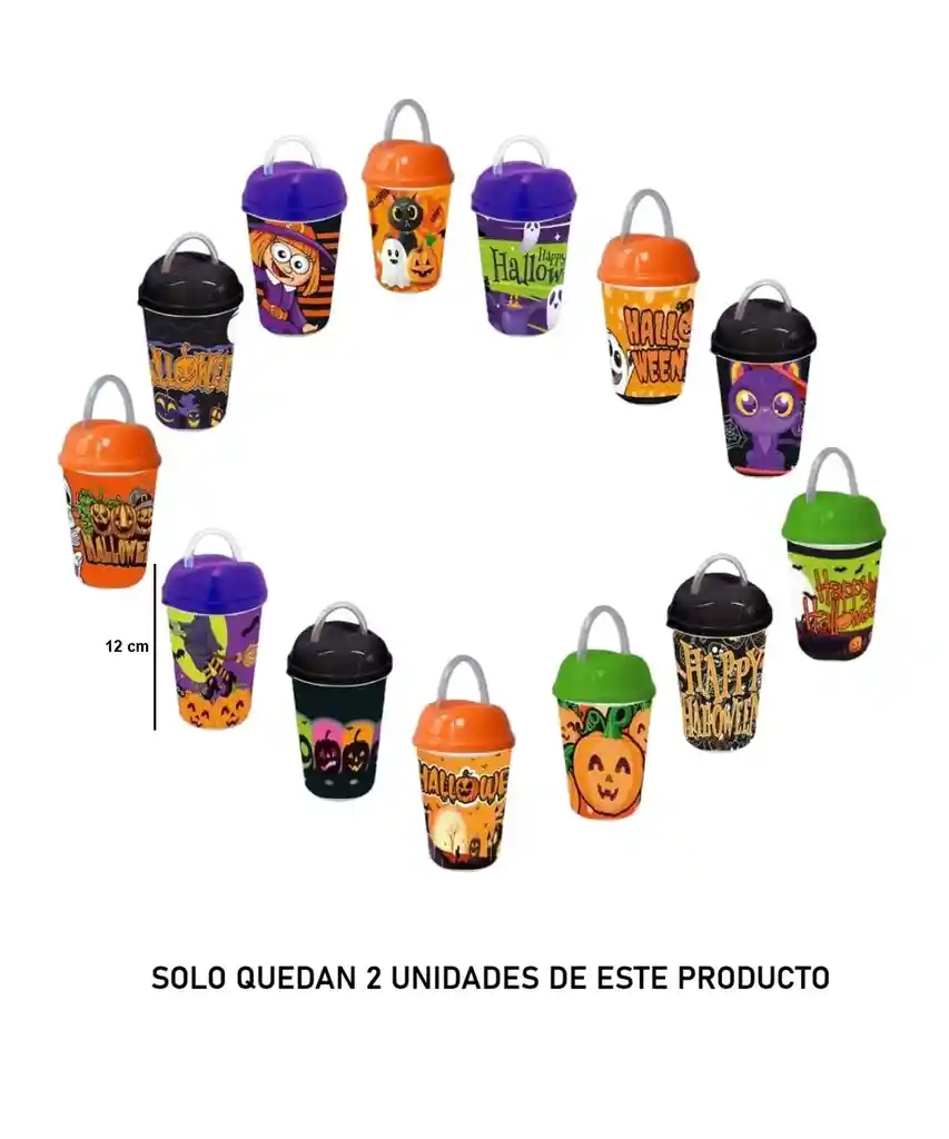 Vaso Pitillo Halloween Diseños Surtidos X 1 Unidad