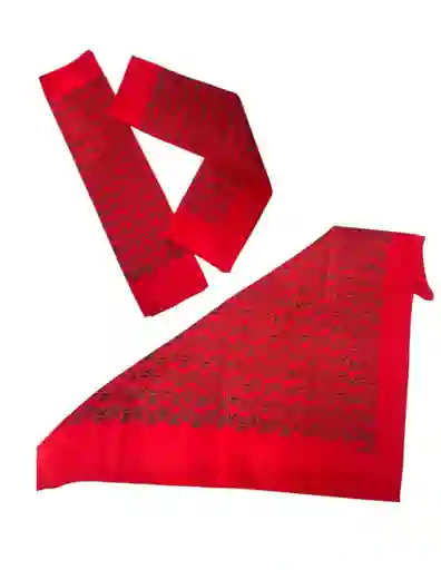 Pañoleta Roja Con Calaveras Negras 47x50 Halloween Disfraz