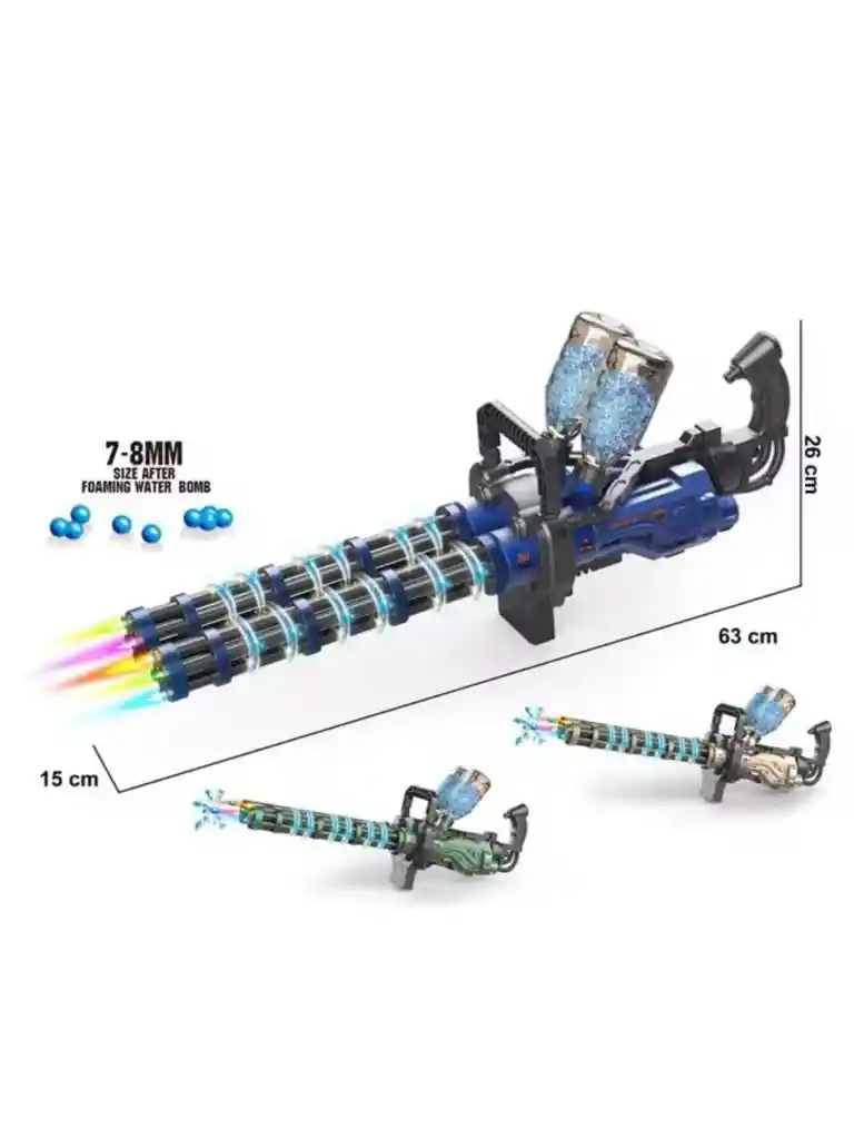 Juguete Pistola Ametralladora Hidrogel Doble Cañon Torreta