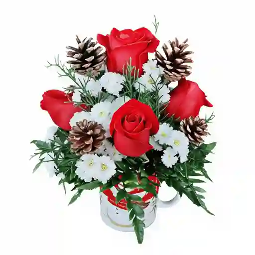 Pocillo De Navidad Con Rosas