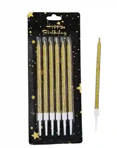 Vela Dorada X 6 Pcs Para Fiesta