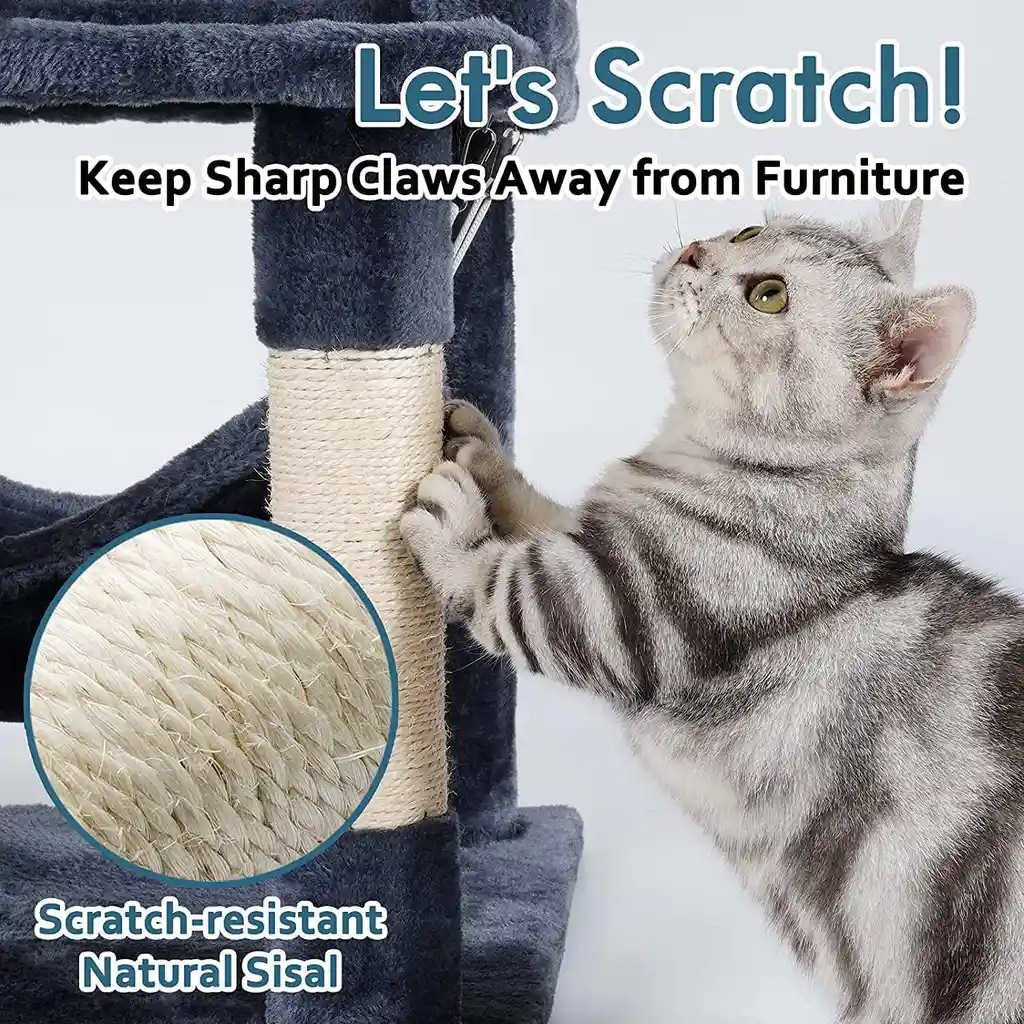 Gimnasio Para Gatos Felpa 3 Niveles Con Hamaca