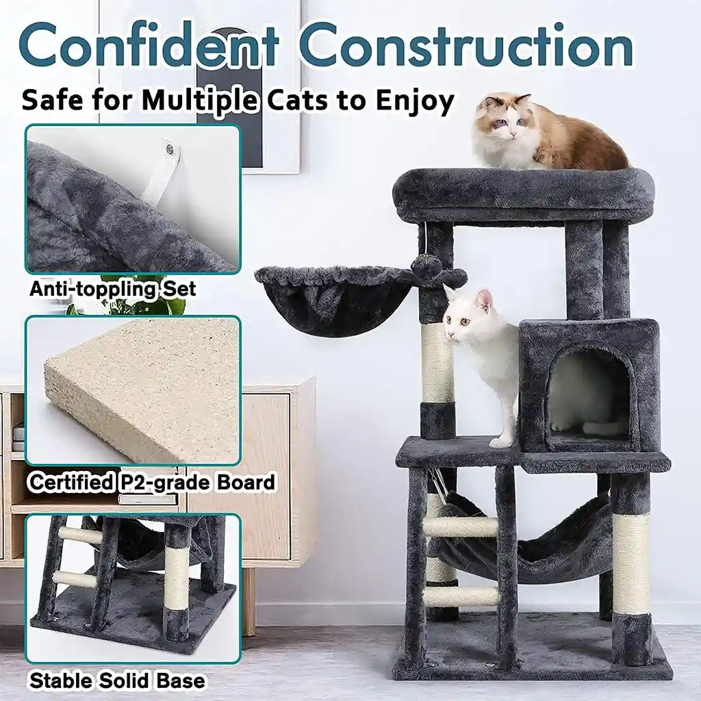 Gimnasio Para Gatos Felpa 3 Niveles Con Hamaca
