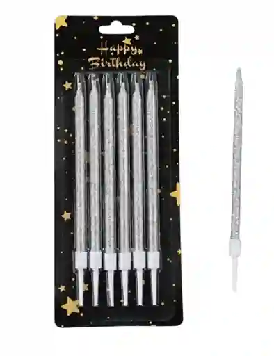 Vela X 6 Pieza Color Plateada