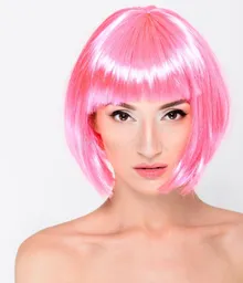 Peluca Rosada Corta Halloween