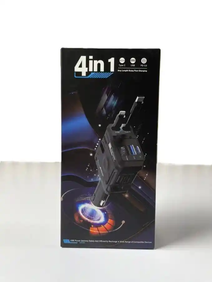 🚗 Cargador 4 En 1 Súper Rápido Para Carro