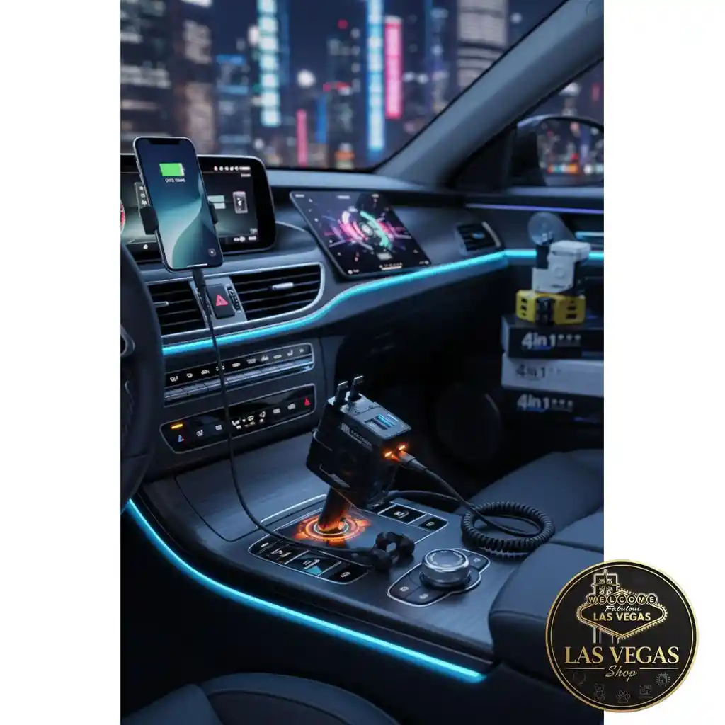 🚗 Cargador 4 En 1 Súper Rápido Para Carro