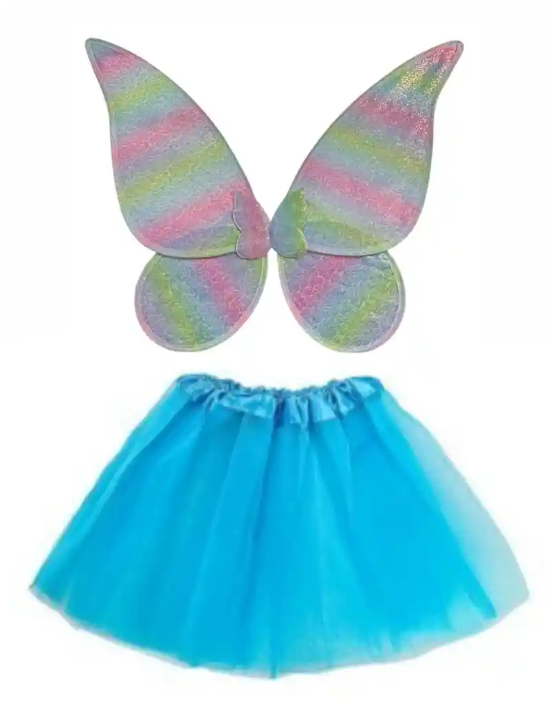 Disfraz De Bebe Niña Mariposa Con Alas Y Tutu Color Azul Halloween Disfraz