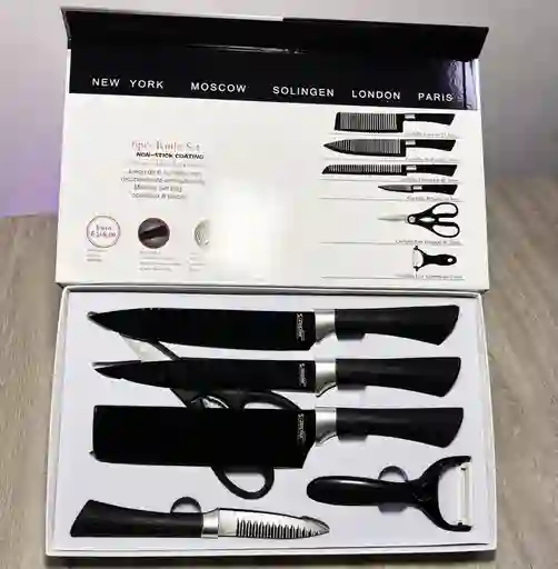 Set De Cuchillos 6 Piezas Con Recubrimiento Antiadherente