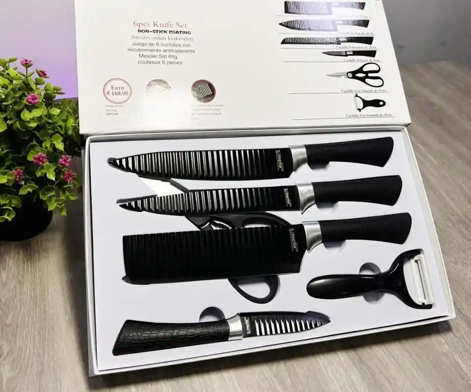 Set De Cuchillos 6 Piezas Con Recubrimiento Antiadherente