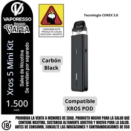 Dispositivo Vaporesso Xros 5 Mini Kit Carbon Black