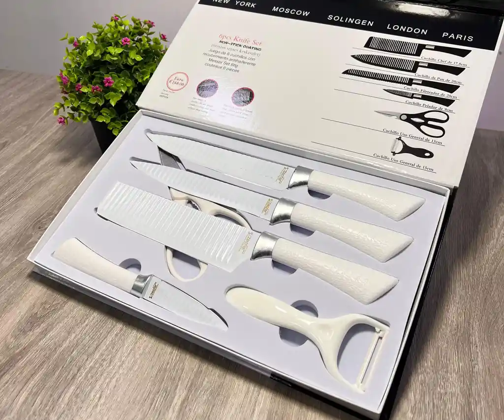 Set De Cuchillos 6 Piezas Revestimiento Antiadherente