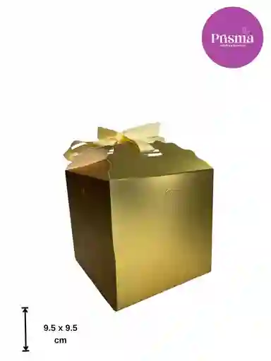 Caja Pequeña Dorada Con Lazo