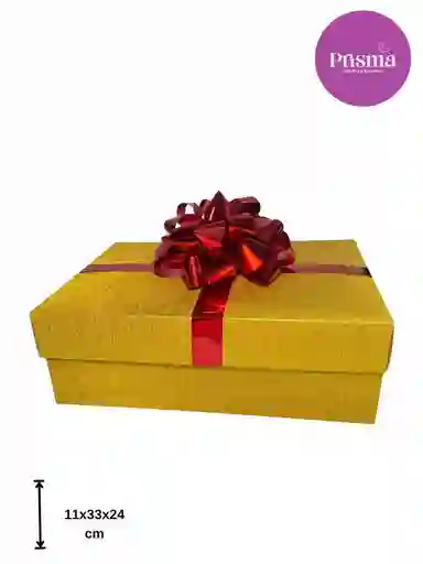 Caja Grande Dorada Con Moño
