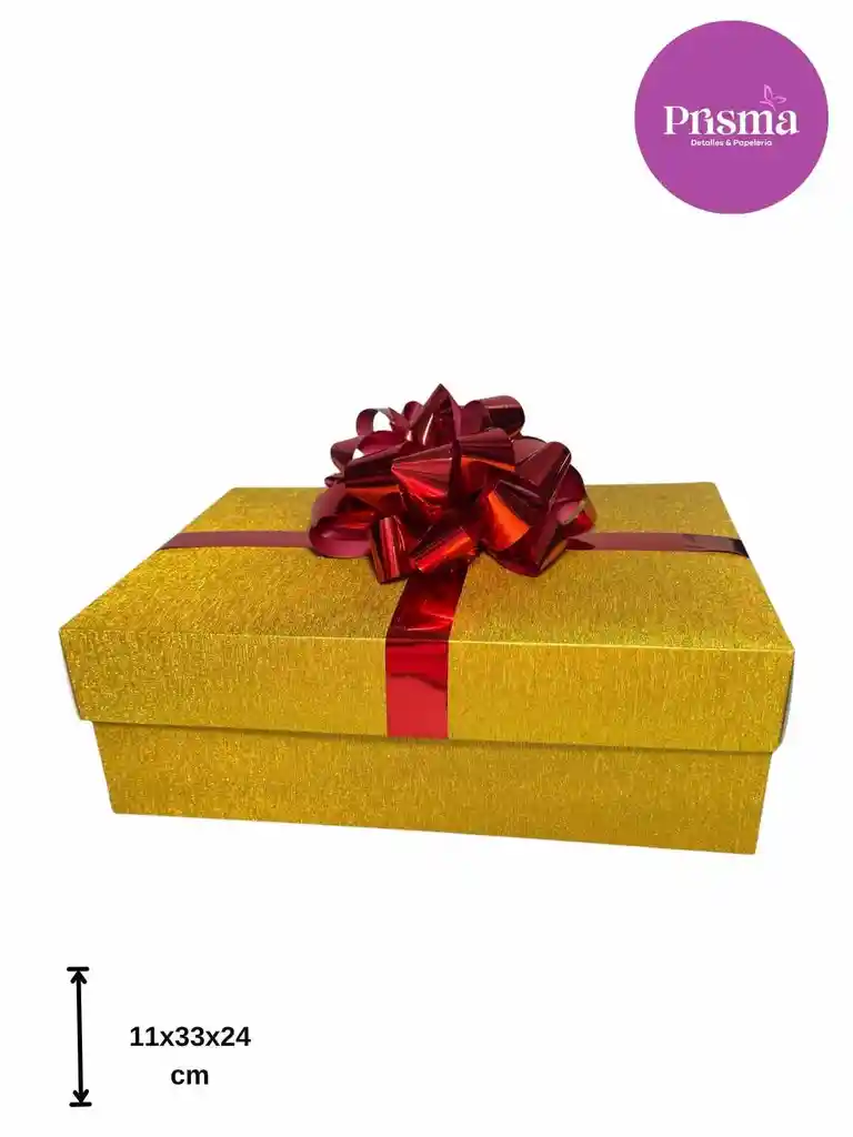 Caja Grande Dorada Con Moño