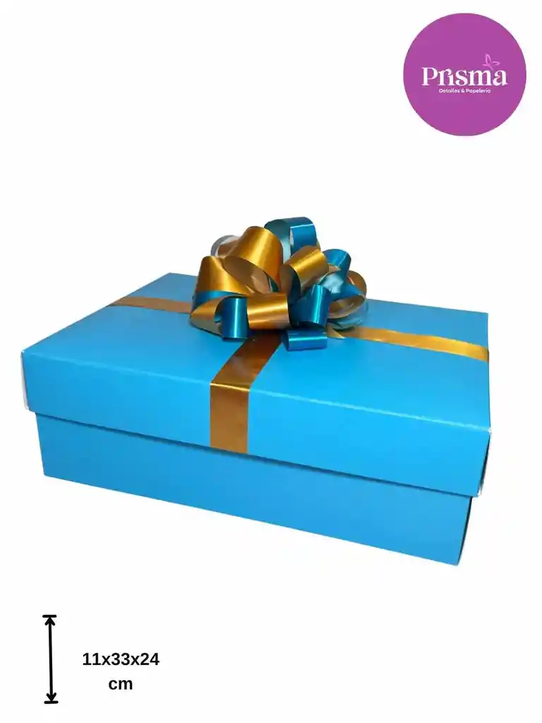 Caja Grande Azul Con Moño