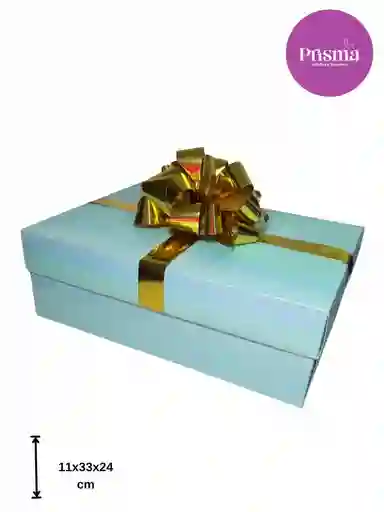 Caja Grande Azul Escarchado Con Moño