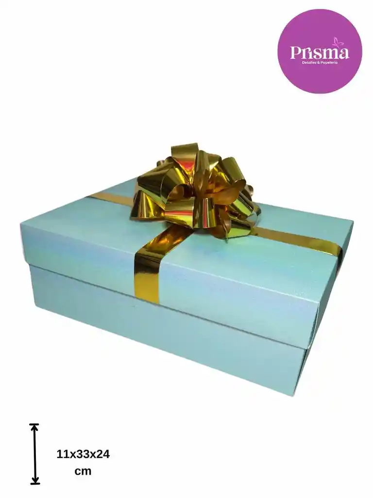 Caja Grande Azul Escarchado Con Moño