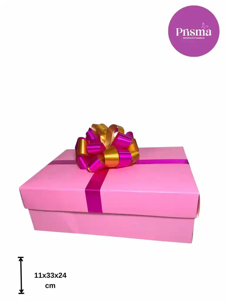 Caja Grande Rosada Con Moño