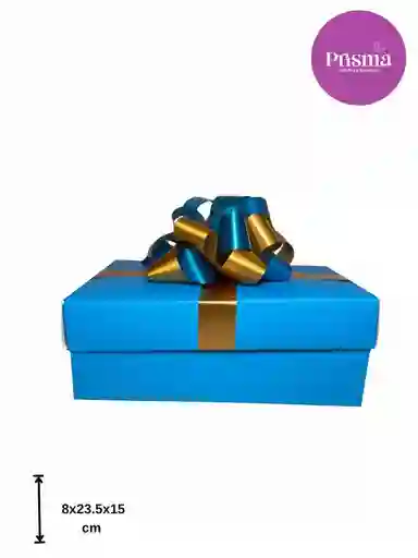 Caja Mediana Azul Con Moño