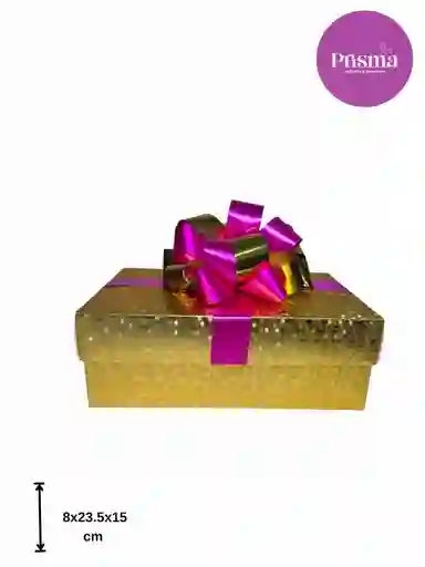 Caja Mediana Dorada Con Moño