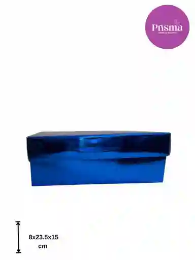 Caja Mediana Azul Metalico