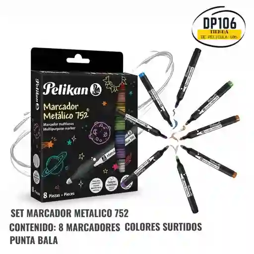 Marcador Metalico Pelikan 752 X 8 Colores Surtidos