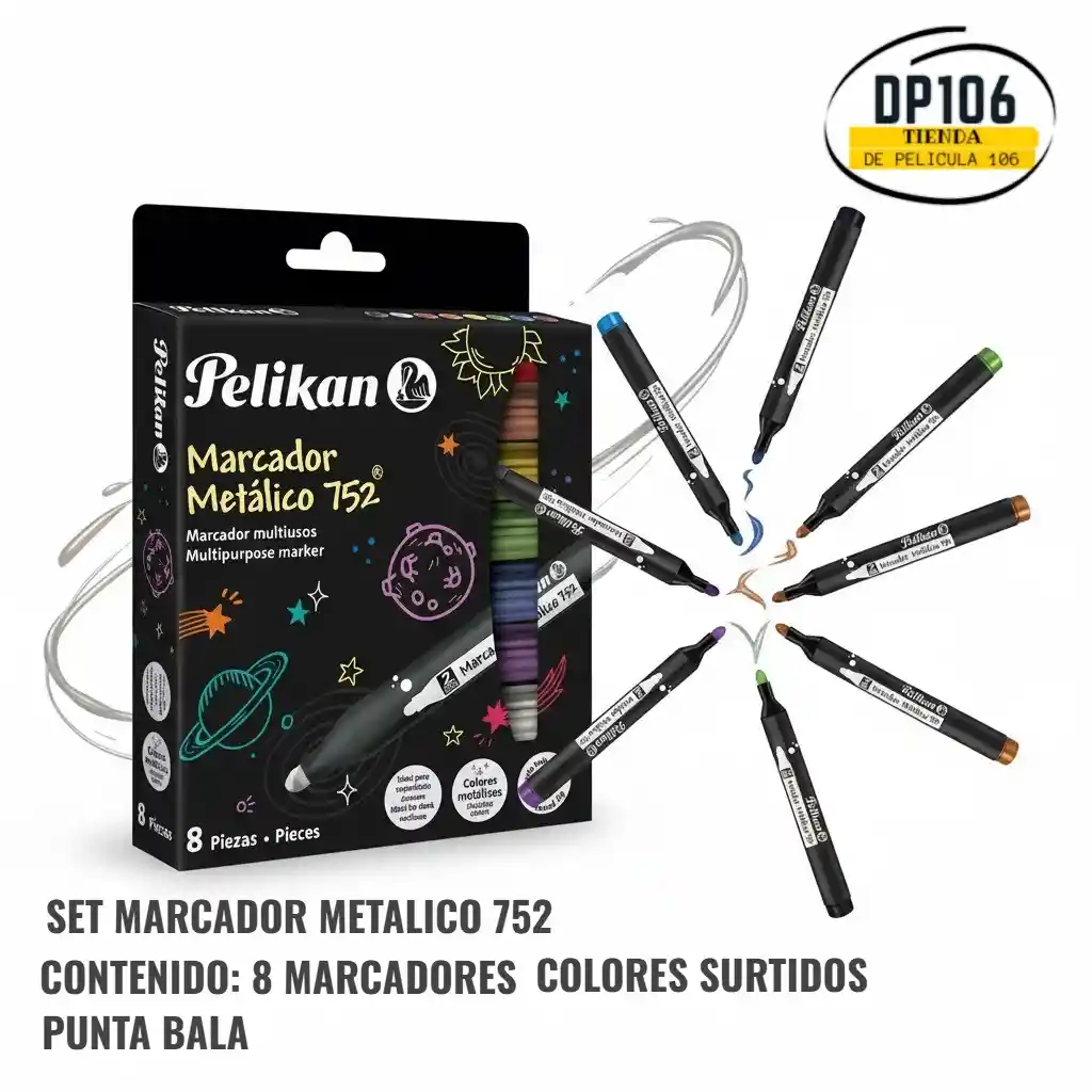 Marcador Metalico Pelikan 752 X 8 Colores Surtidos