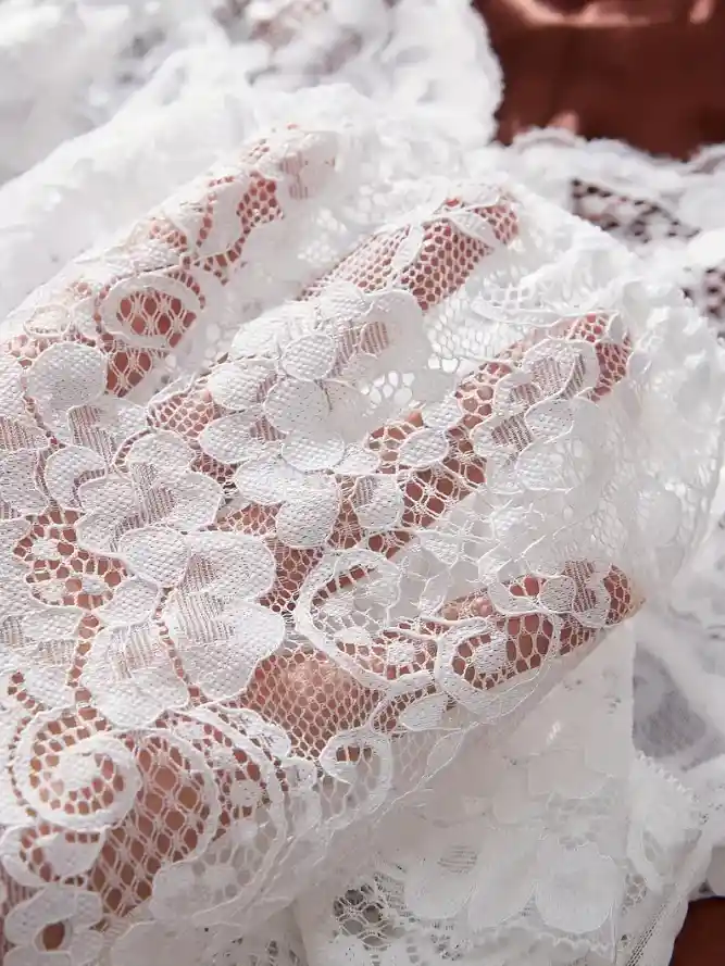 Babydoll Pijama Suave Lencería De Malla Transparencia Y Encaje Blanco