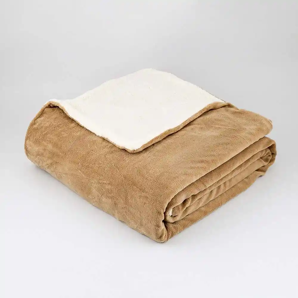 Cobija Expressions Flannel-sherpa Doble 180x220cm Taupe Poliester