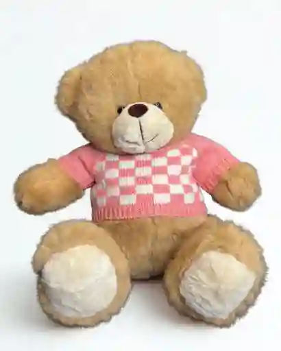 Oso De Peluche Con Suéter A Cuadros Rosa