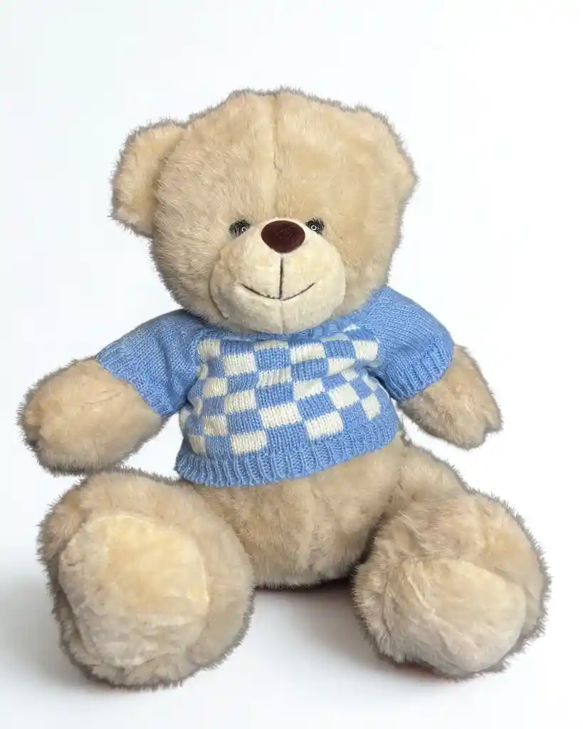 Oso De Peluche Con Suéter A Cuadros Azul